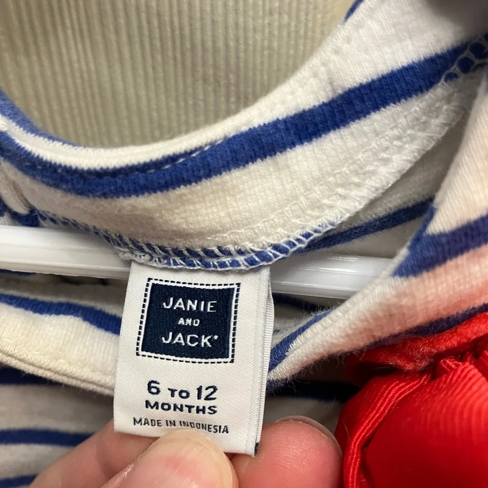 Janie and Jack Striped Red Rose Romper 6-12 months